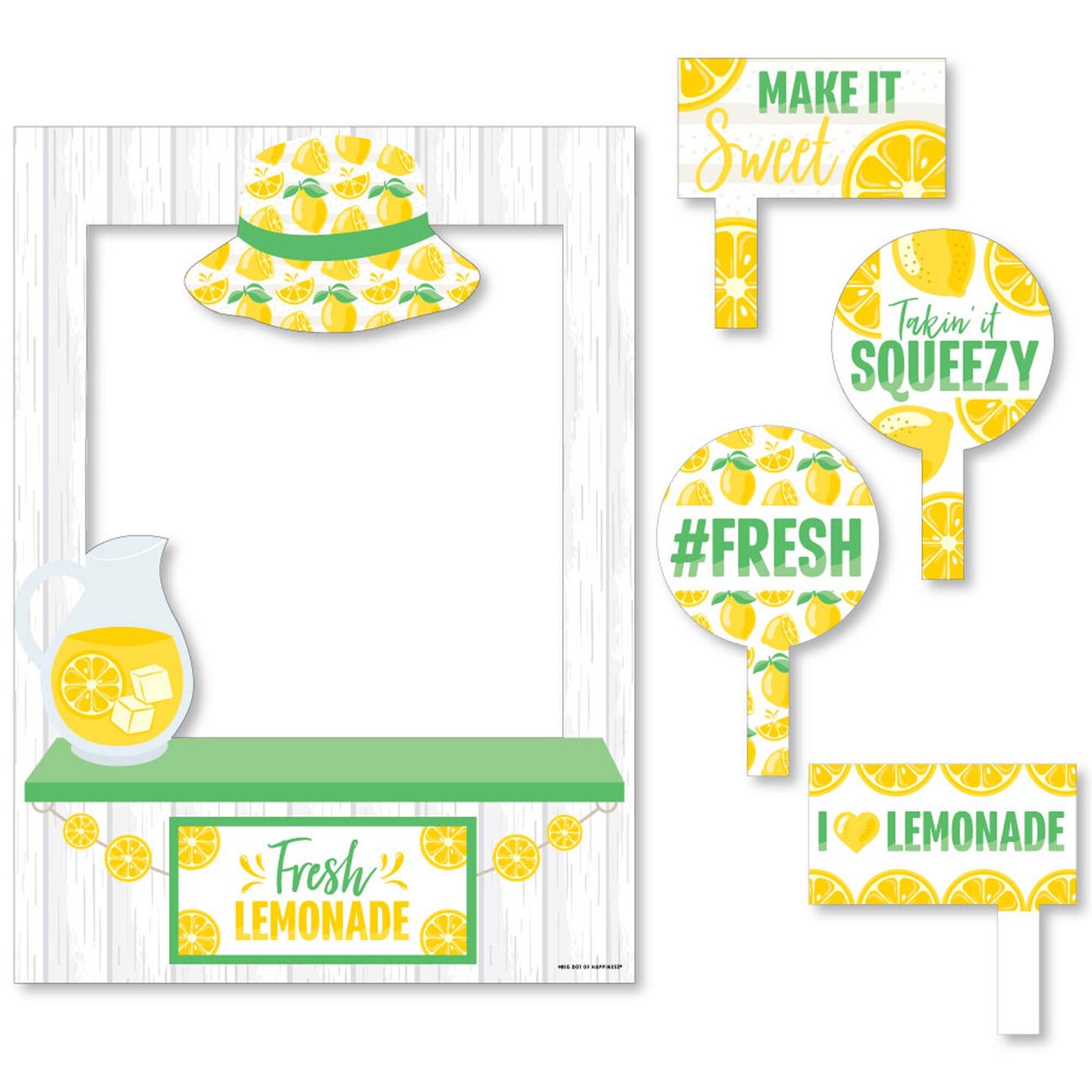 Big Dot of Happiness So Fresh - Lemon - Citrus Lemonade Party Selfie Photo Booth Picture Frame and Props - Printed on Sturdy Material