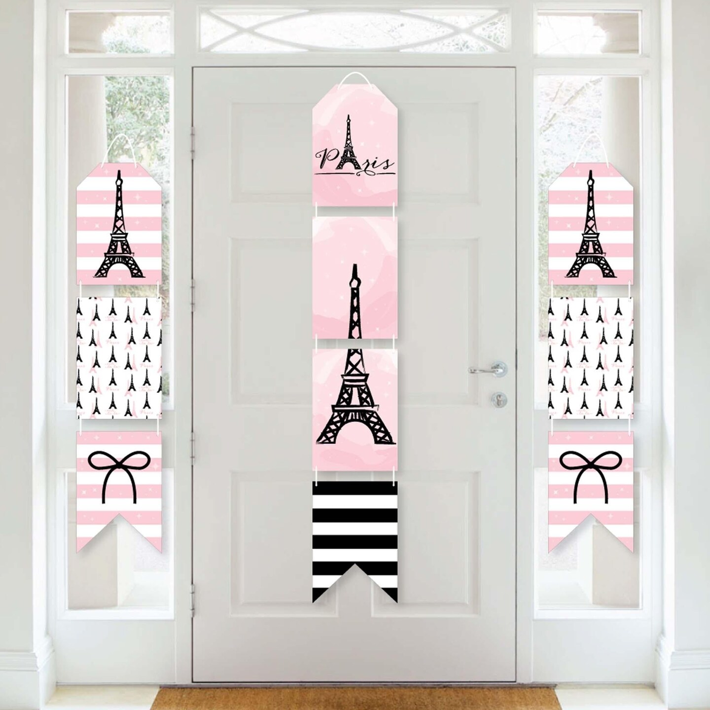 Big Dot of Happiness Paris, Ooh La La - Hanging Vertical Paper Door Banners - Paris Themed Baby Shower or Birthday Party Wall Kit - Indoor Door Decor