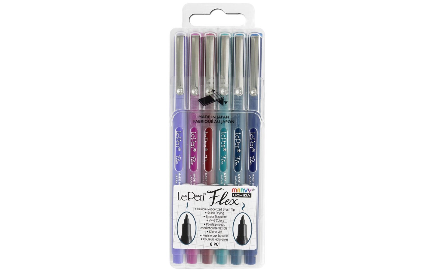 Marvy Uchida LePen Flex Brush Pen, Jewel - 6 pens