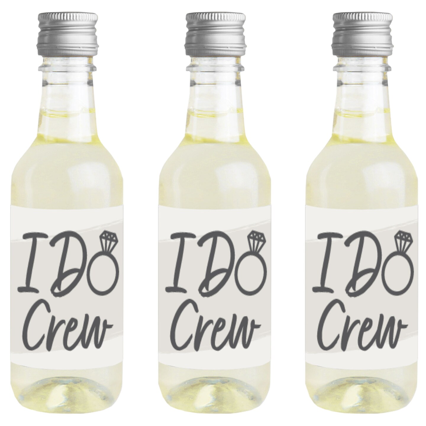 Big Dot of Happiness Champagne Elegantly Simple - Mini Wine & Champagne Bottle Label Stickers - Wedding or Bridal Shower Guest Party Favor Gift 16 Ct