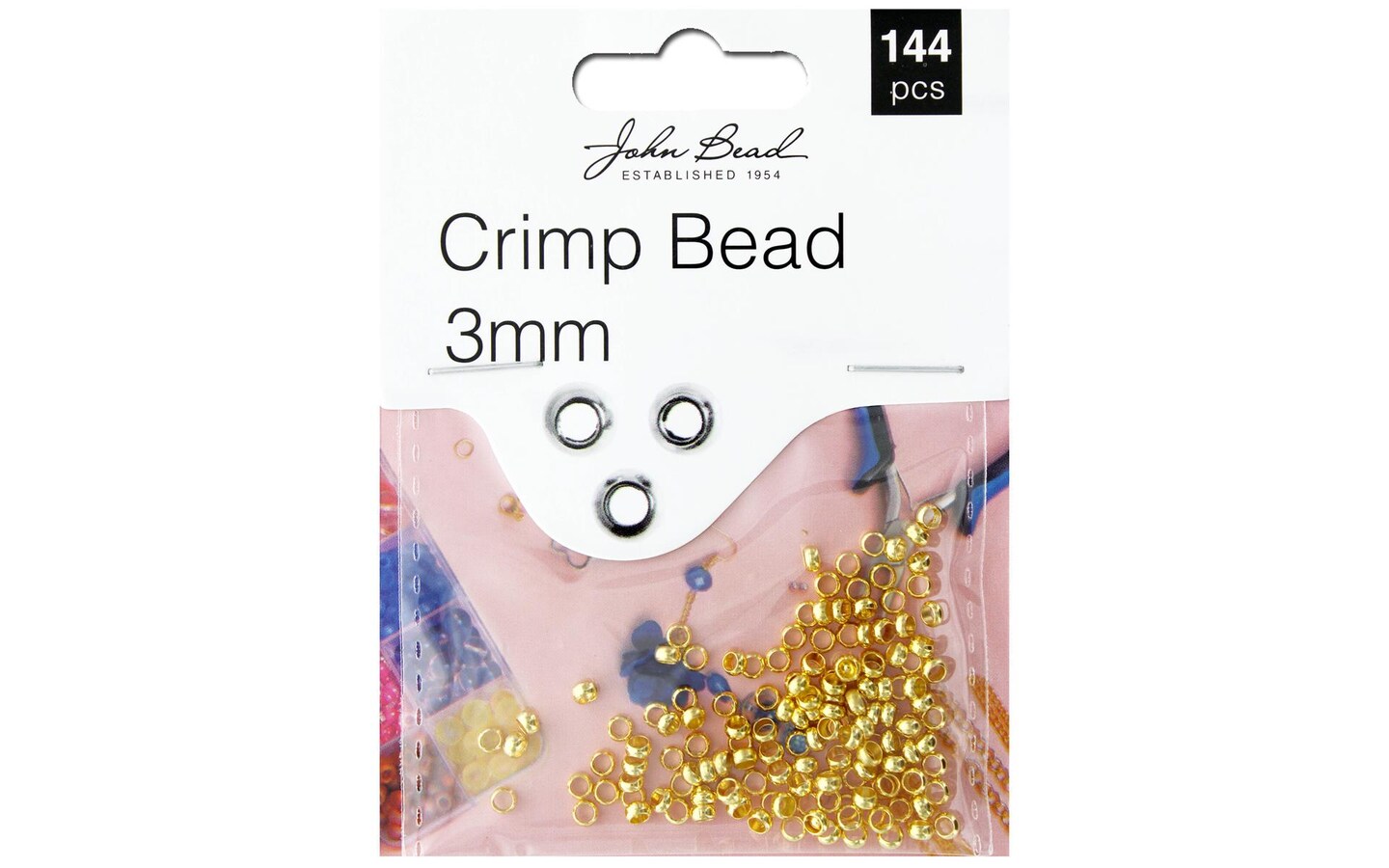 John Bead MHF Bead Crimp 3mm Gold 144pc