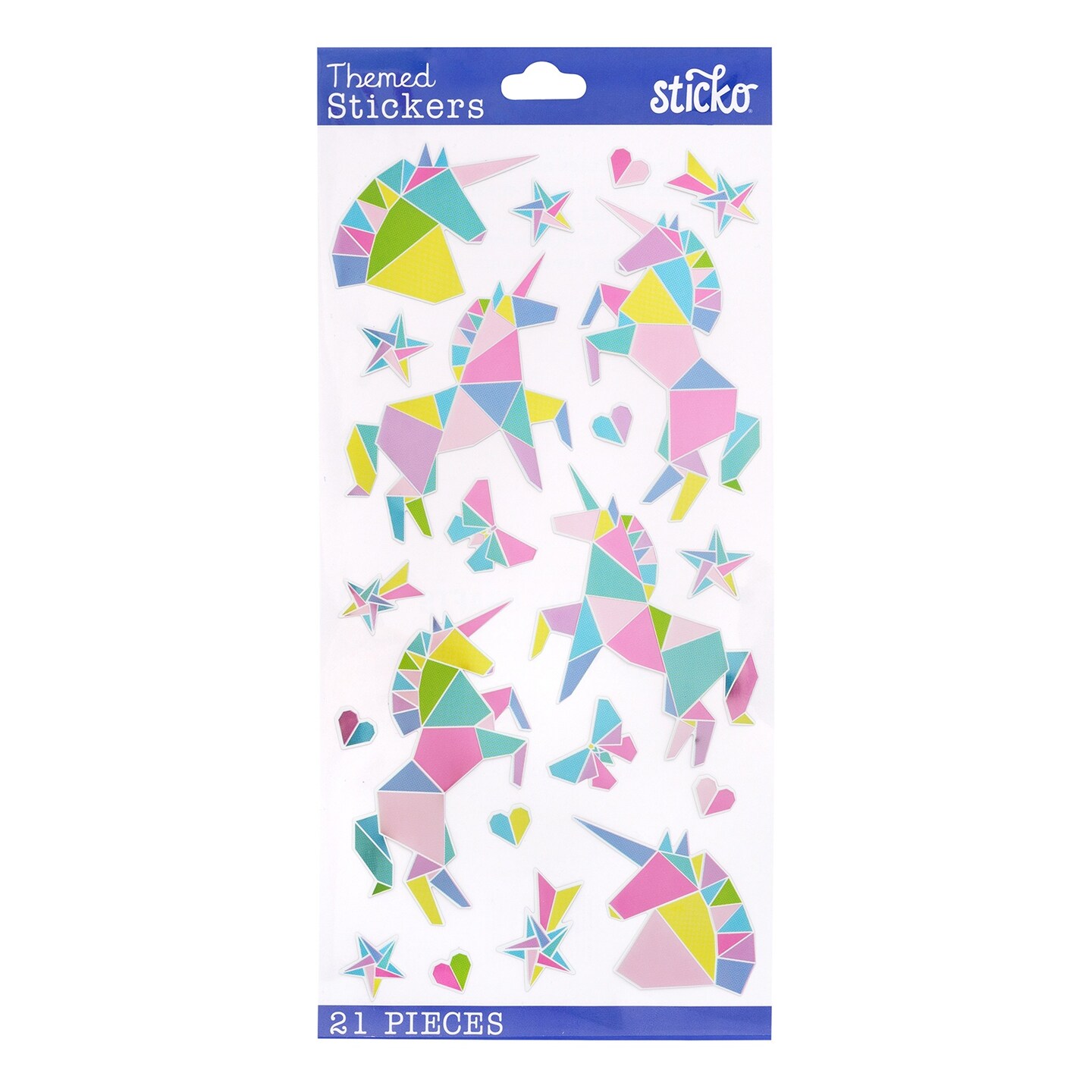 Multipack of 24 - Sticko Themed Stickers - Origami Unicorn, 21pcs