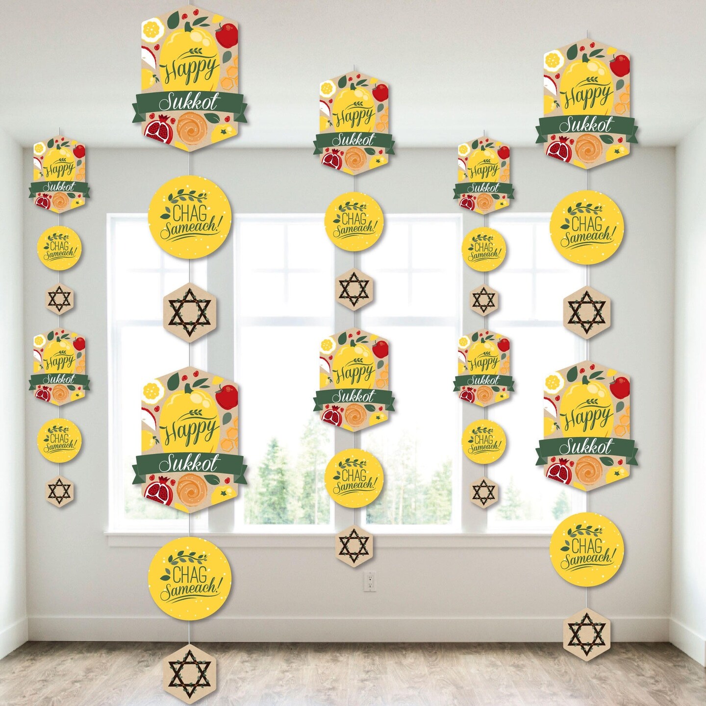 Big Dot of Happiness Sukkot - Sukkah Holiday DIY Dangler Backdrop - Hanging Vertical Decorations - 30 Pieces