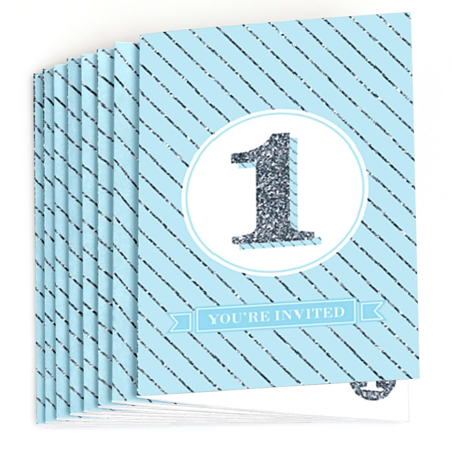Big Dot of Happiness 1st Birthday Boy - Fun to be One - Fill-in First Birthday Party Invitations (8 count)