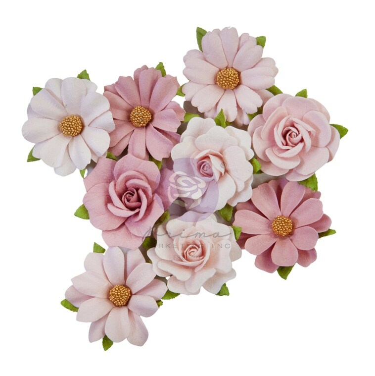 Prima Marketing Mulberry Paper Flowers-Love &#x26; Strength/Indigo