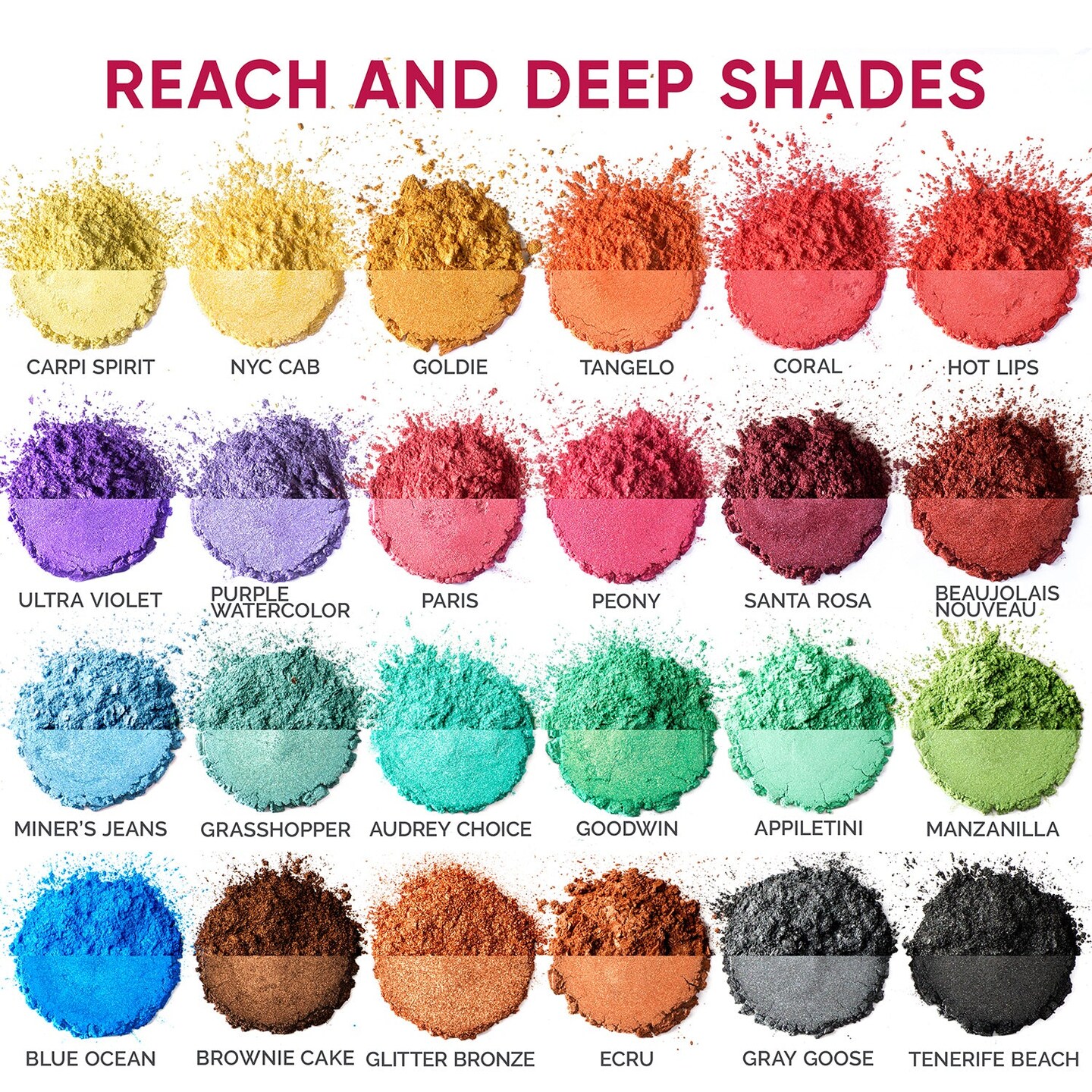 Cosmetic Grade Mica Powder 24*0.35Oz Color Set Assortment - Natural Coloring Pigment