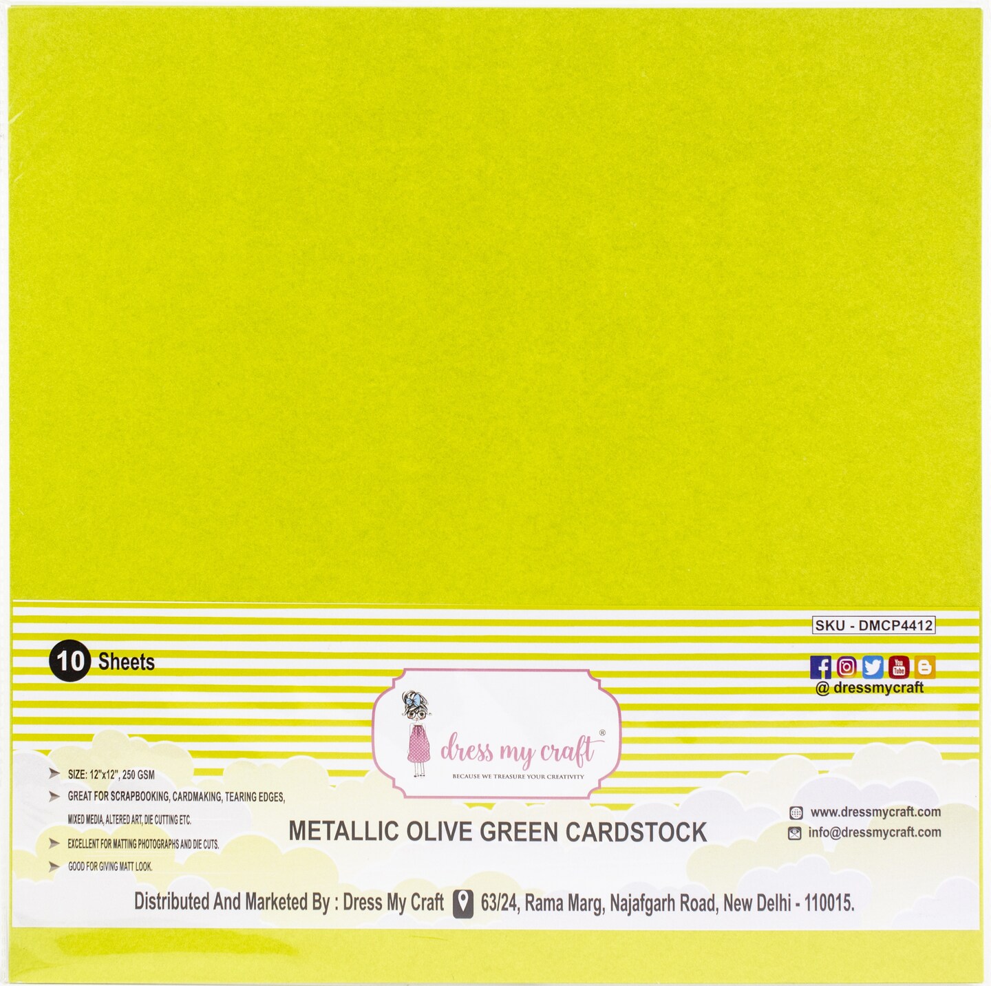 Dress My Craft Smooth Cardstock 250Gsm 12"X12" 10/PkgMetallic Olive Green Michaels