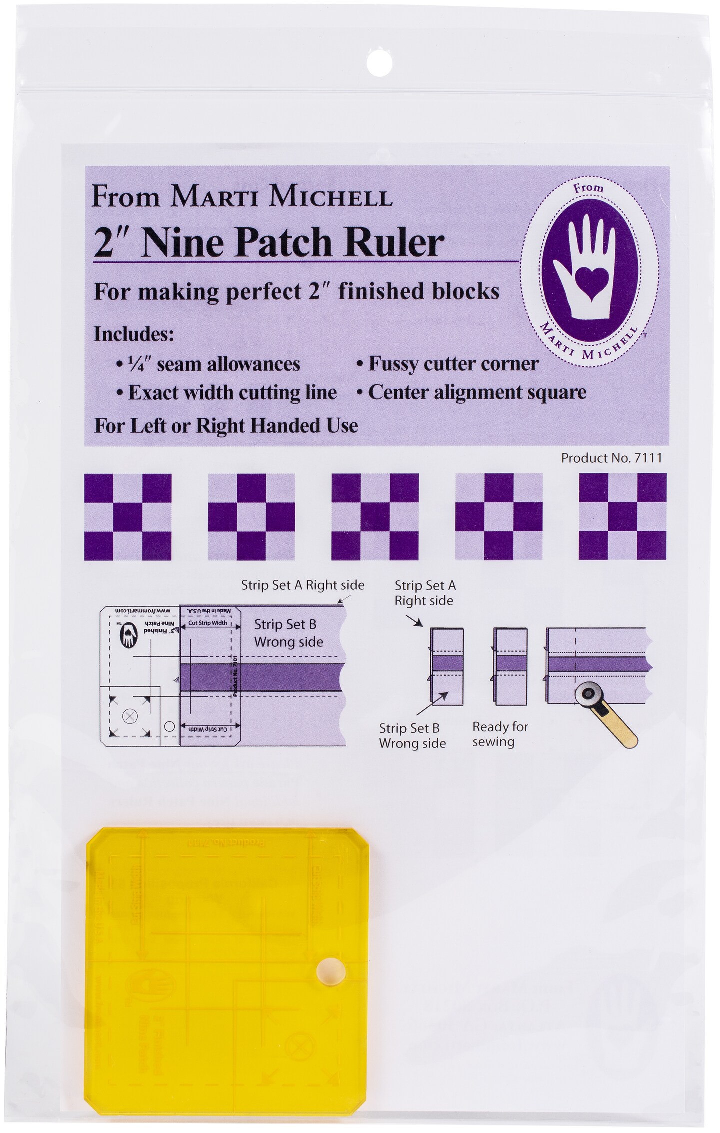 Marti Michell Nine Patch Ruler 2&#x22;-