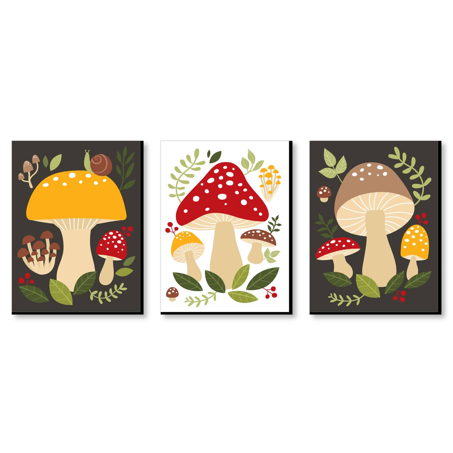 Big Dot of Happiness Wild Mushrooms - Red Toadstool Wall Art and ...