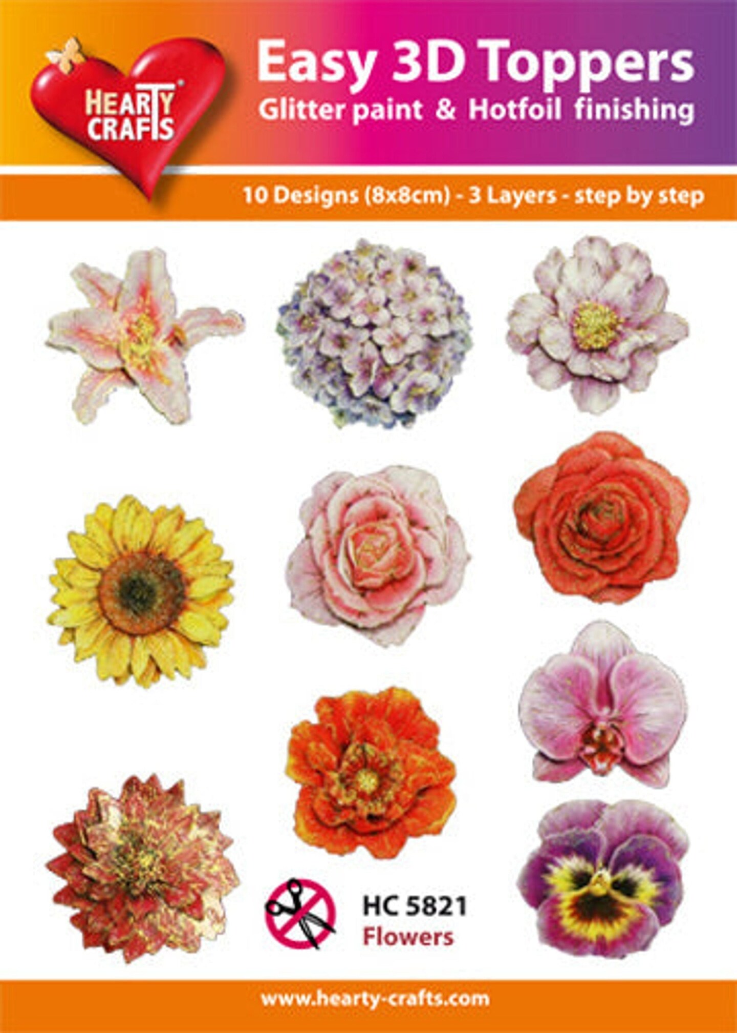 Hearty Crafts Easy3D Precut Toppers - Flower Heads