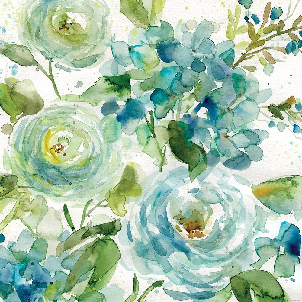 HAZ06 Cool Watercolor Floral Poster Print by Elizabeth Franklin - Item # VARPDXHAZ06