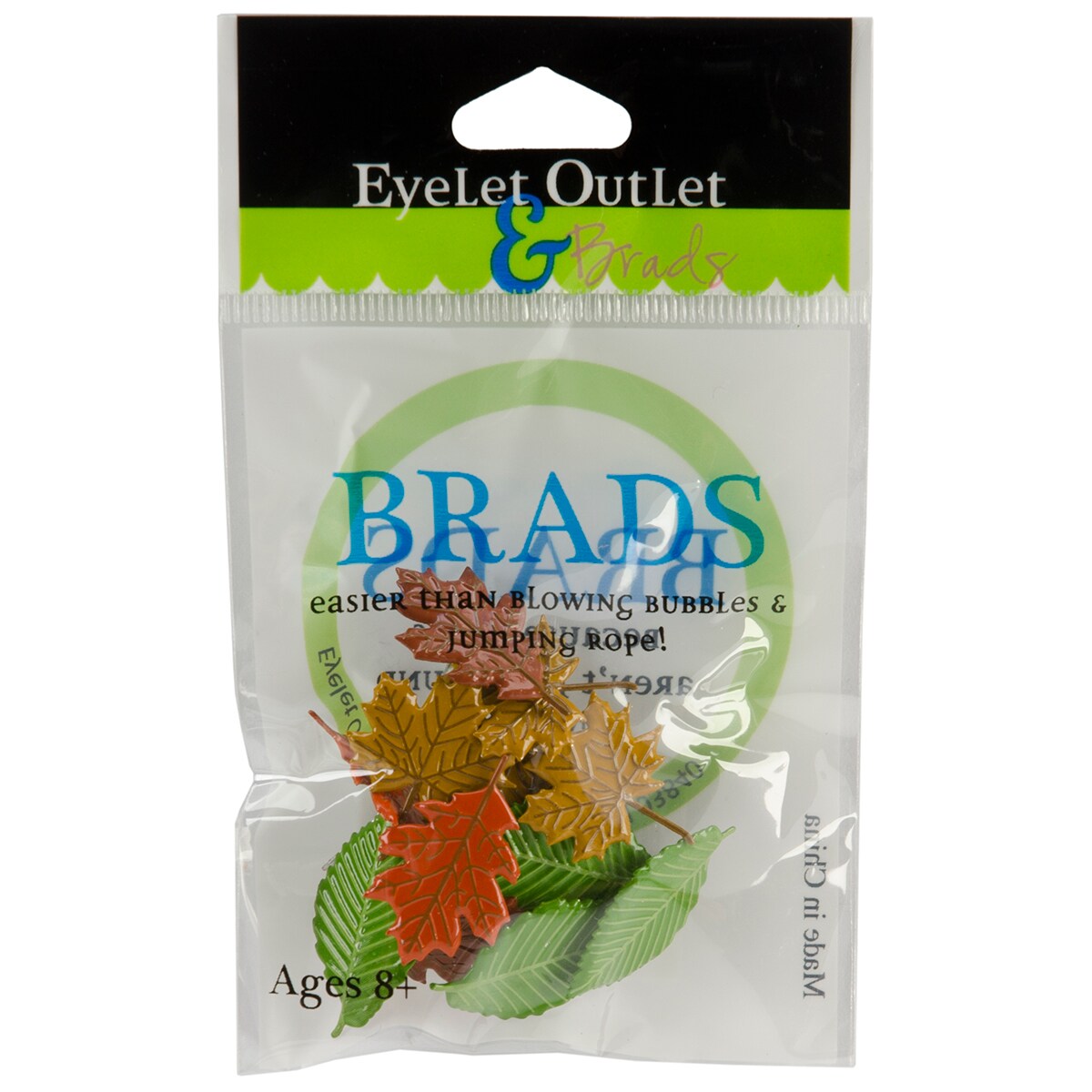 Eyelet Outlet Shape Brads 12/Pkg-Leaves