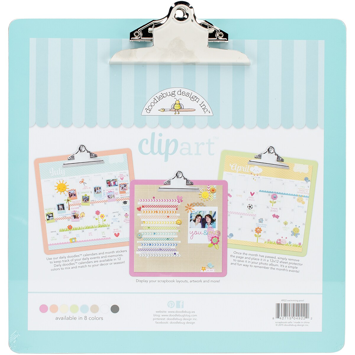 Doodlebug Clipart Monochromatic Clipboard 13.5&#x22;X13.5&#x22;-Swimming Pool