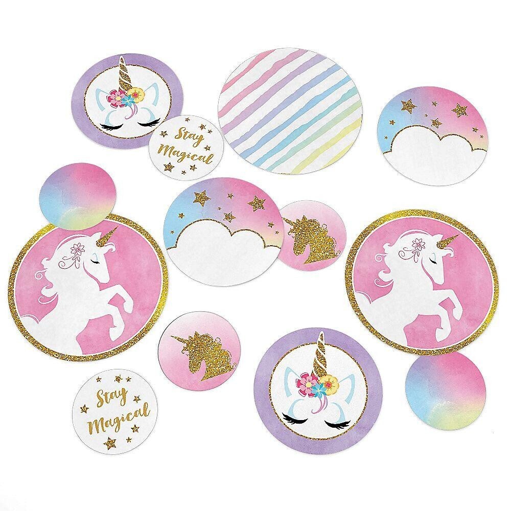 Big Dot of Happiness Rainbow Unicorn - Magical Unicorn Baby Shower or Birthday Party Giant Circle Confetti - Party D&#xE9;cor - Large Confetti 27 Count