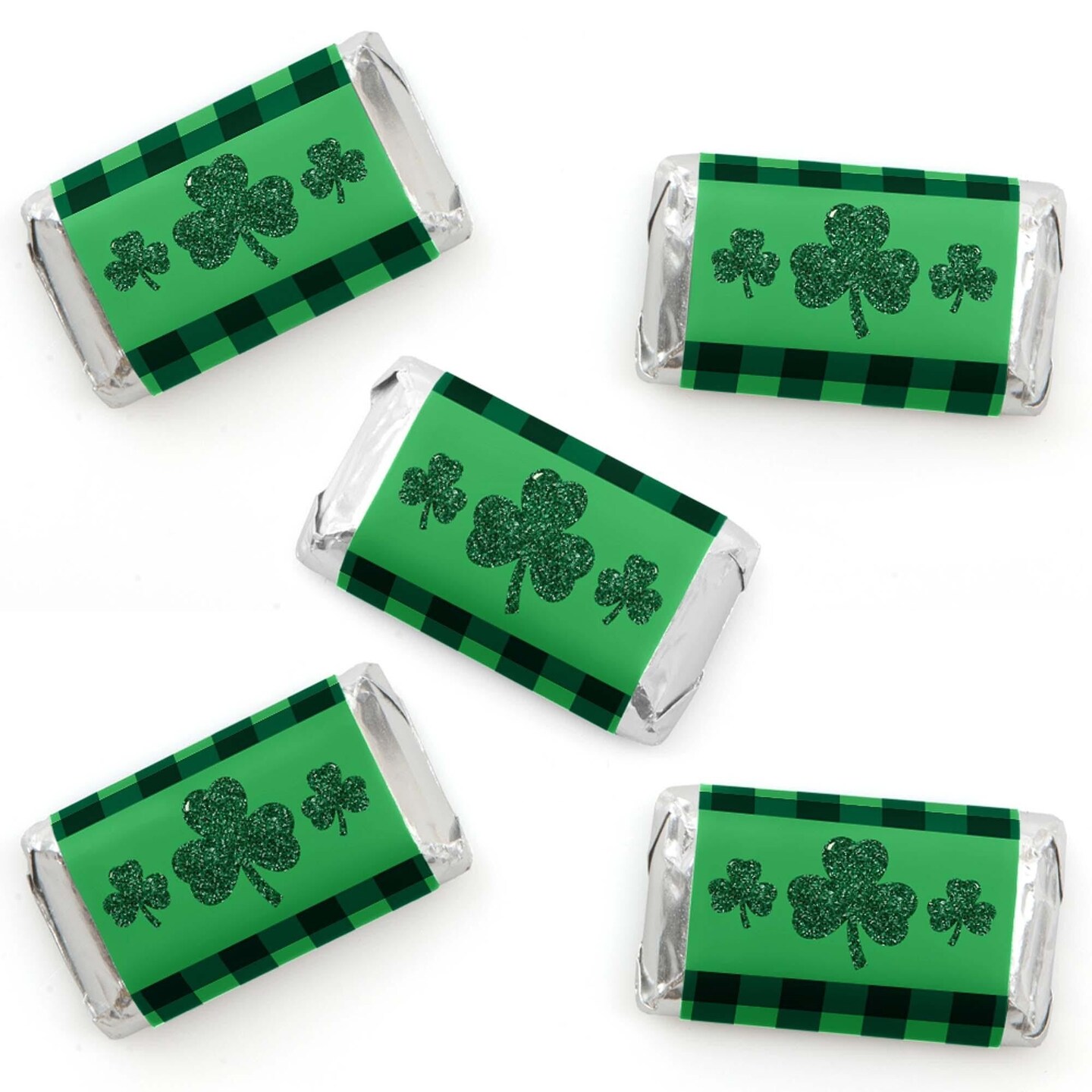 Big Dot of Happiness St. Patrick&#x27;s Day - Mini Candy Bar Wrapper Stickers - Saint Paddy&#x27;s Day Party Small Favors - 40 Count
