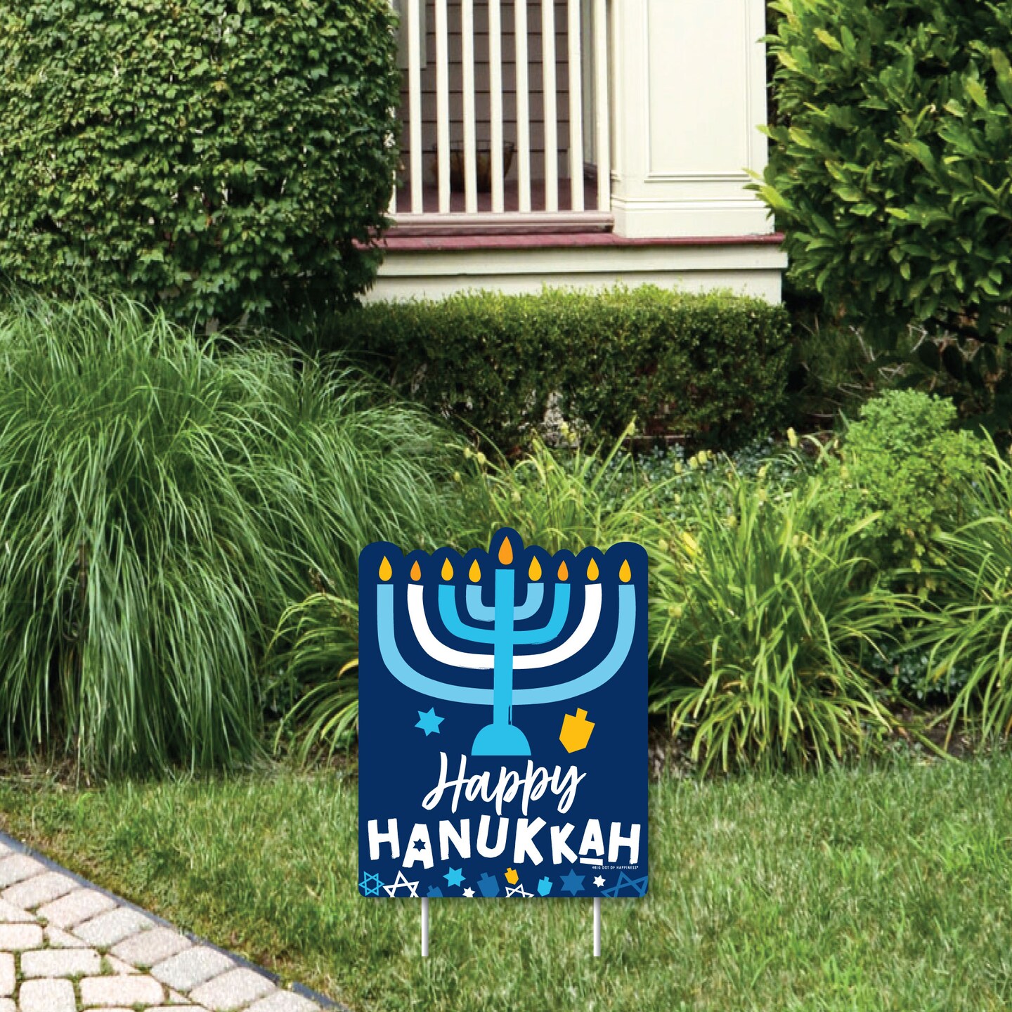 Big Dot of Happiness Hanukkah Menorah - Outdoor Lawn Sign - Chanukah Holiday Party Yard Sign - 1 Piece