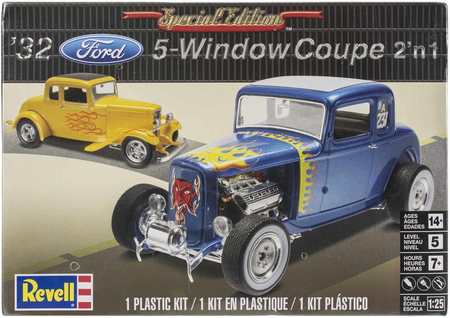 Revell Plastic Model Kit-&#x27;32 Ford 5 Window Coupe 2 In 1 1:25