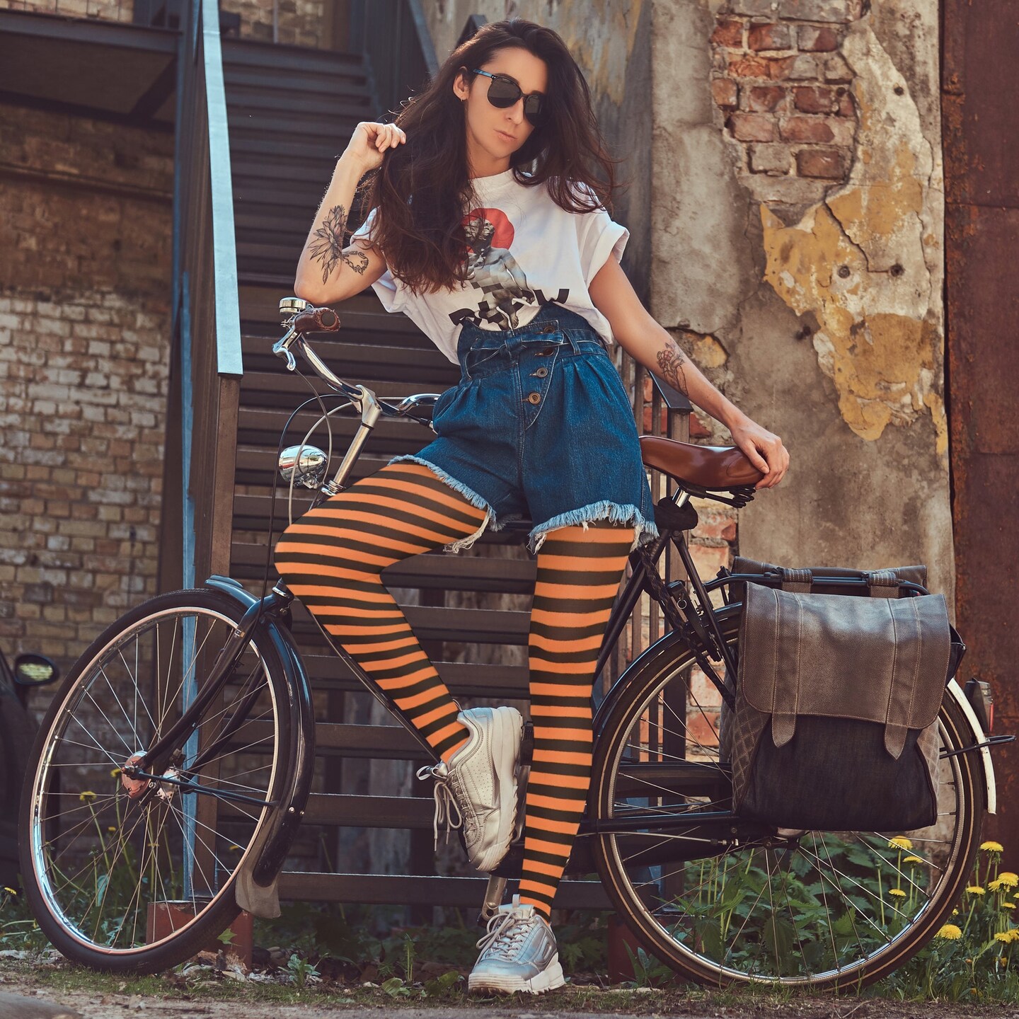 Black and Orange Tights - Striped Nylon Stretch Pantyhose Stocking Accessories for Every Day Attire and Costumes for Teens and Children