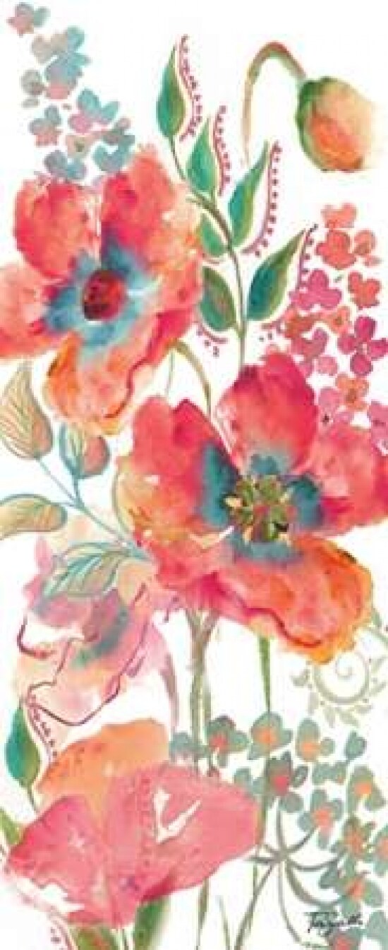 Bohemian Poppies Pink/Teal I Poster Print by Tre Sorelle Studios - Item # VARPDXRB9626TS