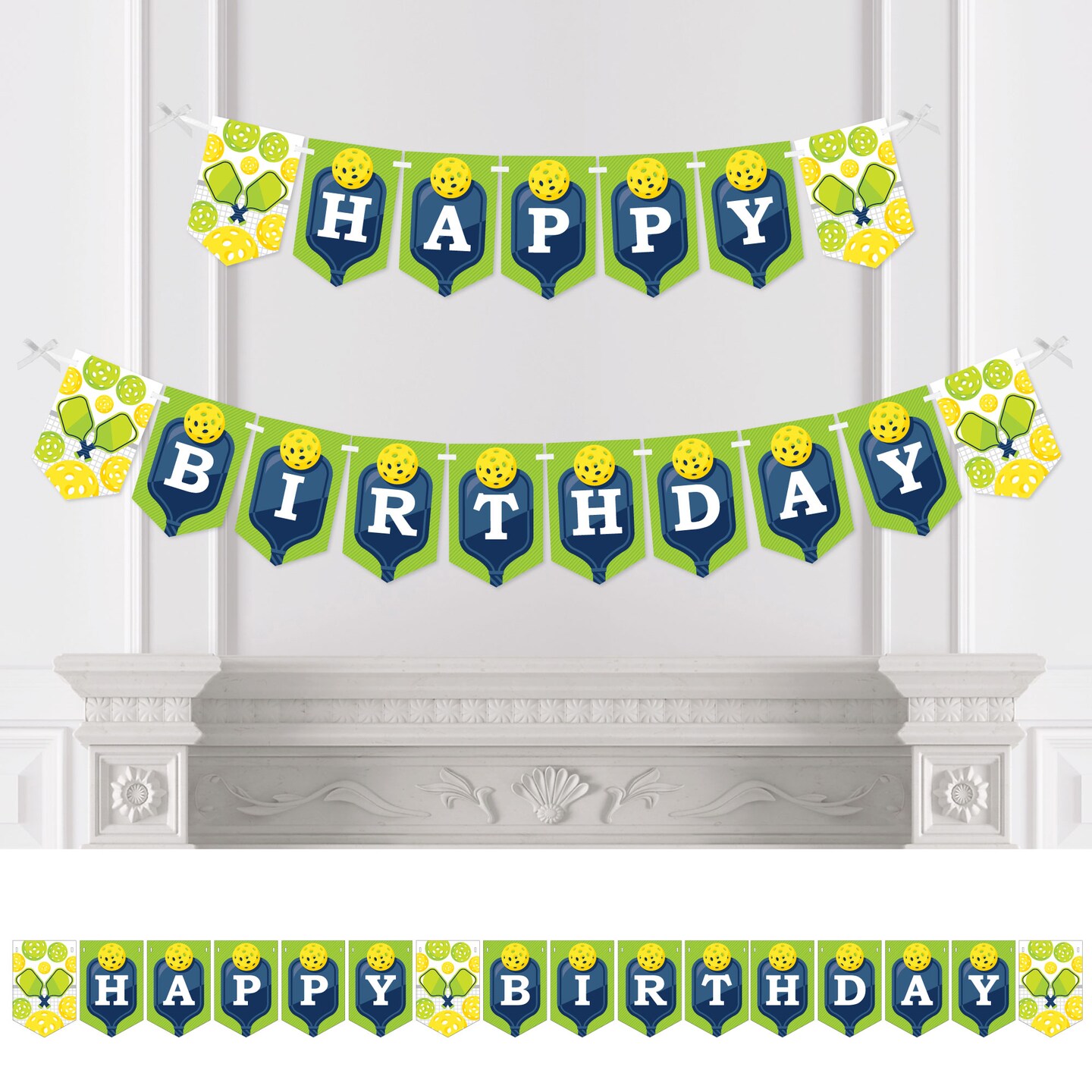 Big Dot of Happiness Let&#x2019;s Rally - Pickleball - Birthday Party Bunting Banner - Party Decorations - Happy Birthday