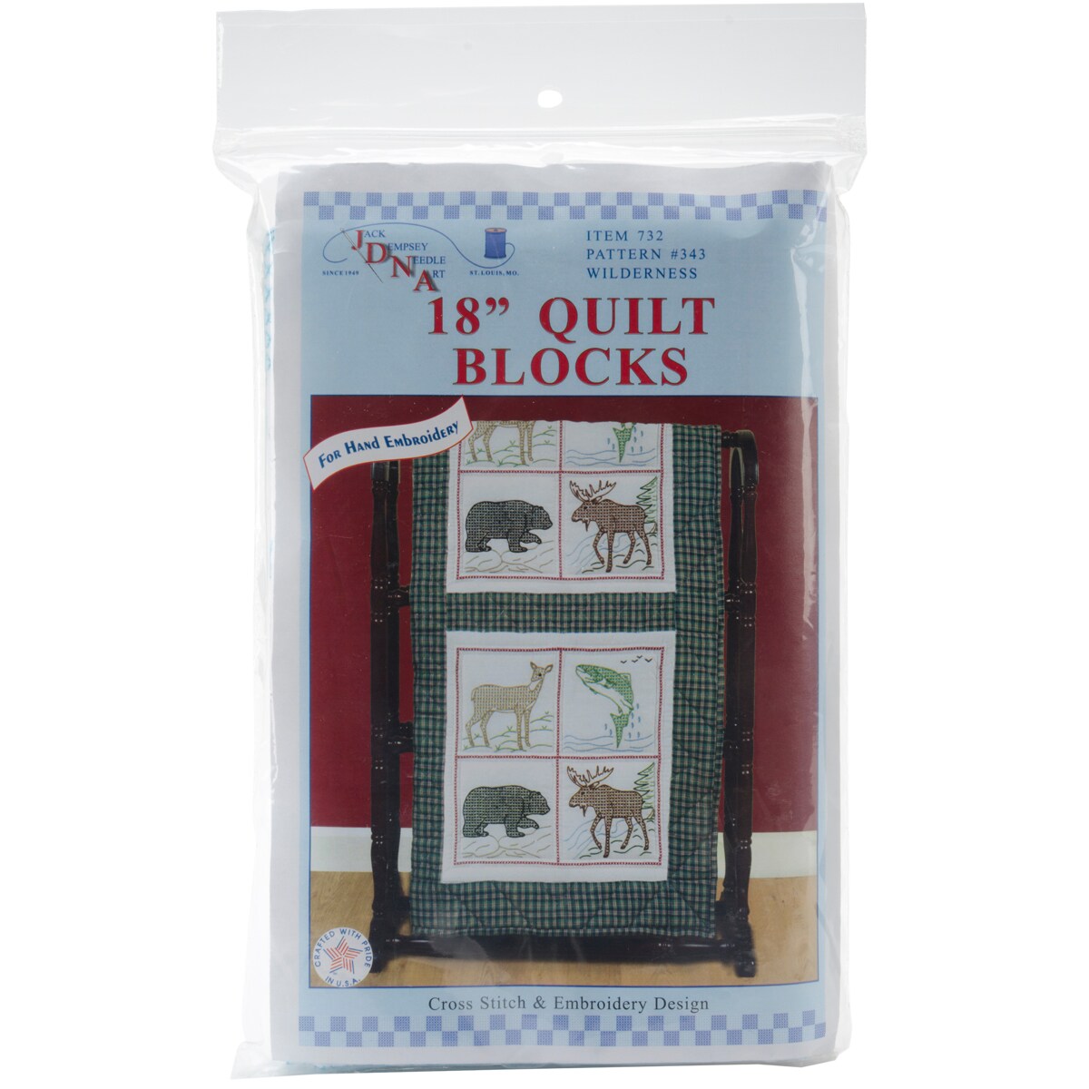 Jack Dempsey Stamped White Quilt Blocks 18&#x22;X18&#x22; 6/Pkg-Wilderness