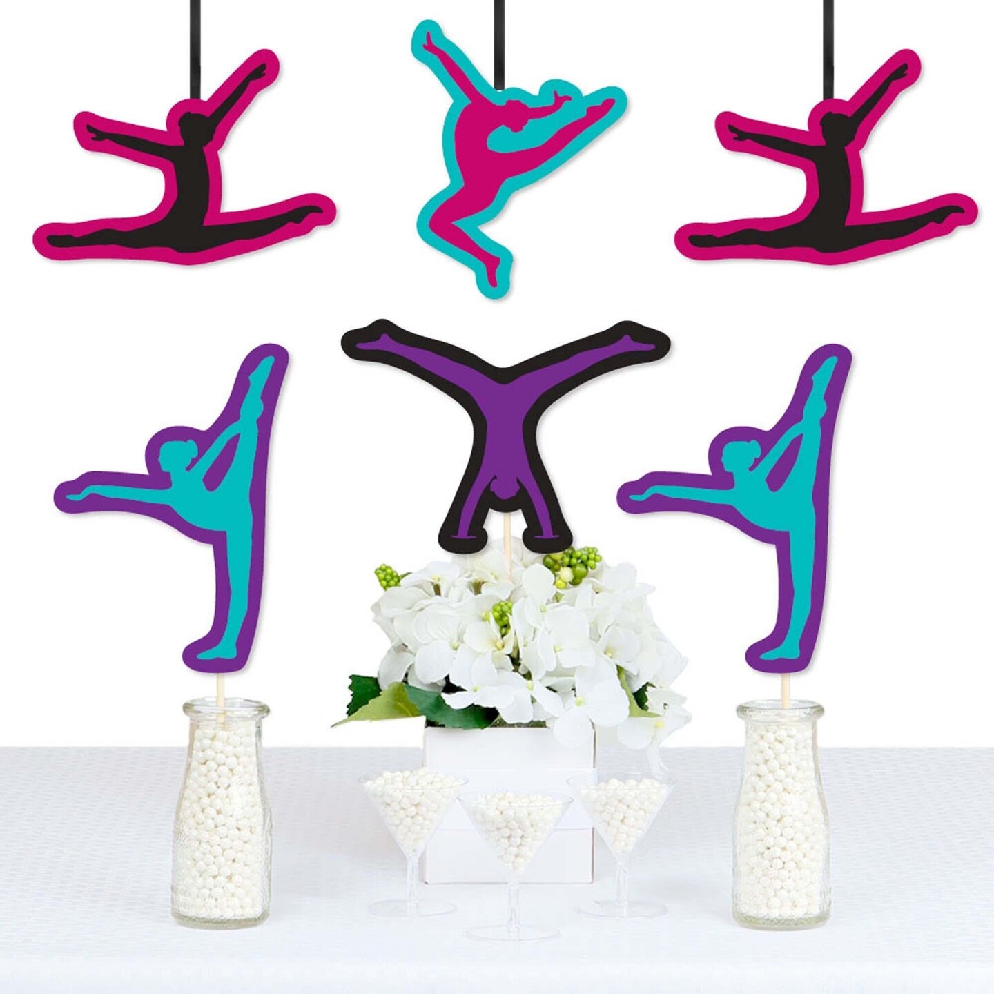 Big Dot of Happiness Tumble, Flip &#x26; Twirl - Gymnastics - Gymnasts Decorations DIY Birthday Party or Gymnast Party Essentials - Set of 20