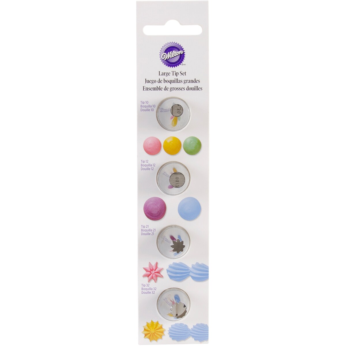 Wilton Decorating Tip Set 4/Pkg-Lg - Round #12, #10 &#x26; Star #32, #21