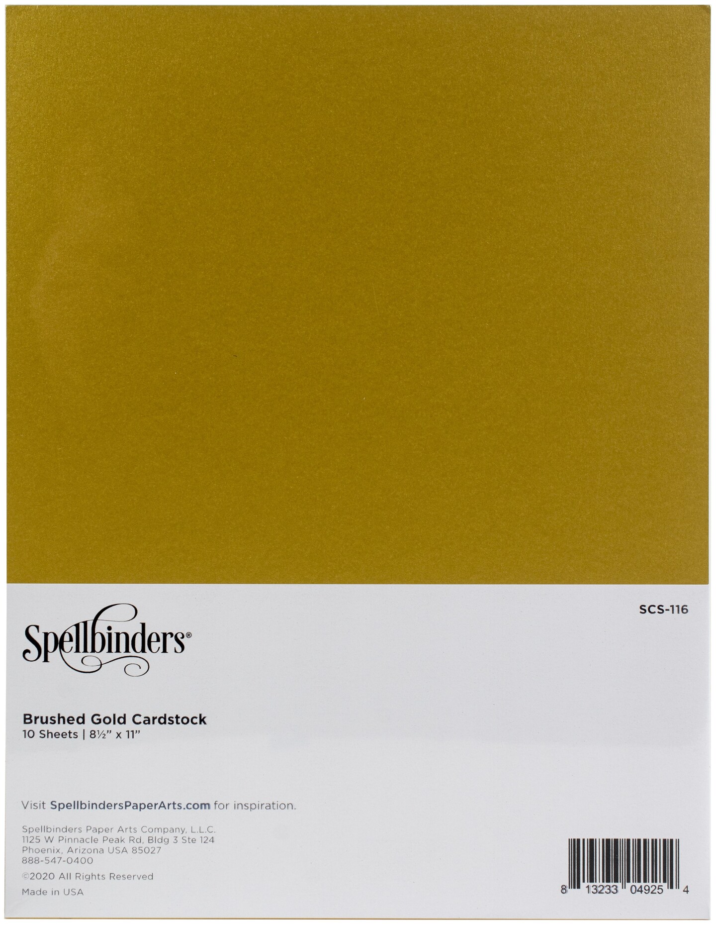 Spellbinders Color Essentials Cardstock 8.5X11 10/Pkg-Brushed Gold