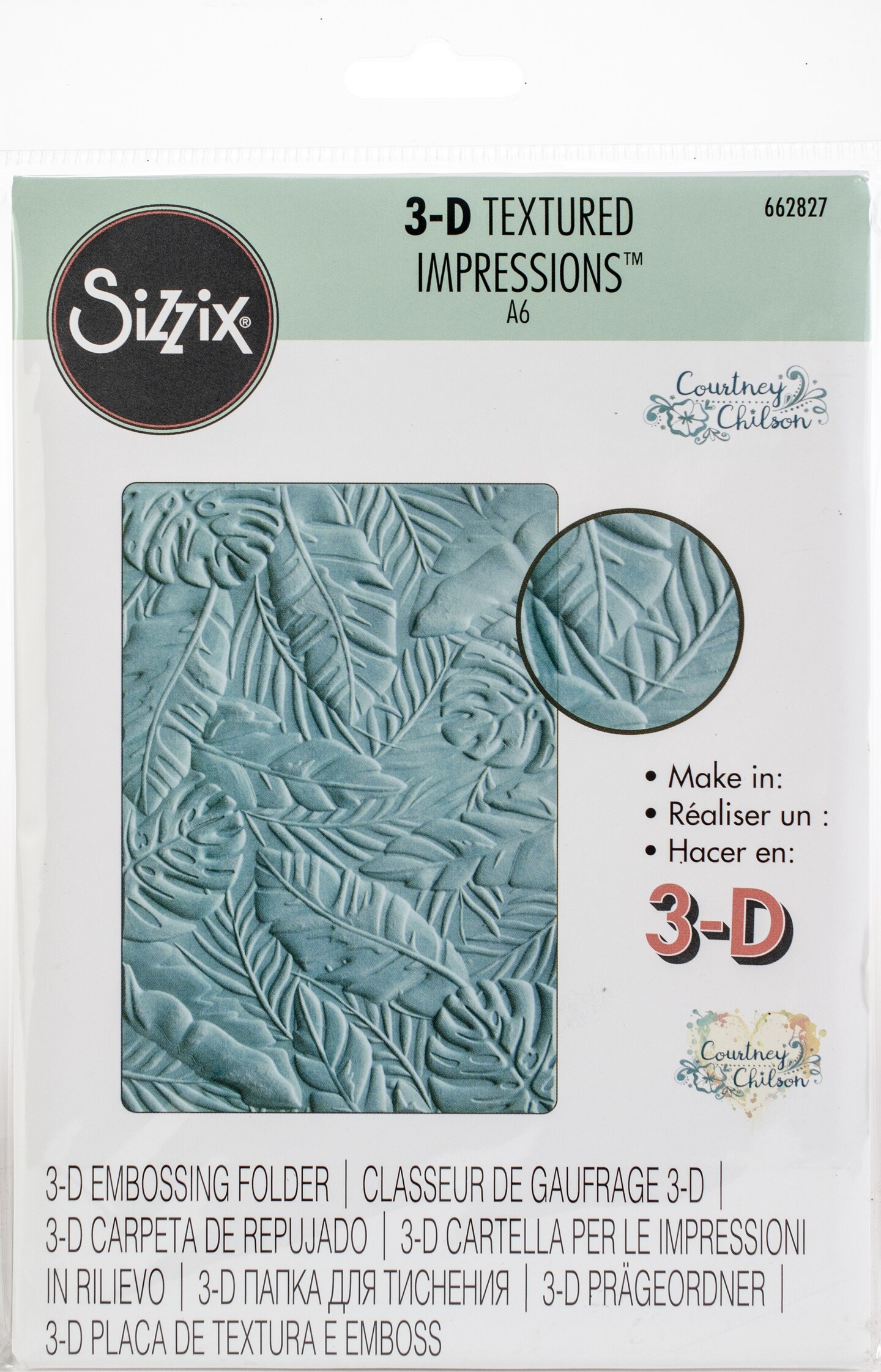 Sizzix 3D Textured Impressions Embossing Folder By Courtney-Tropical Leaves