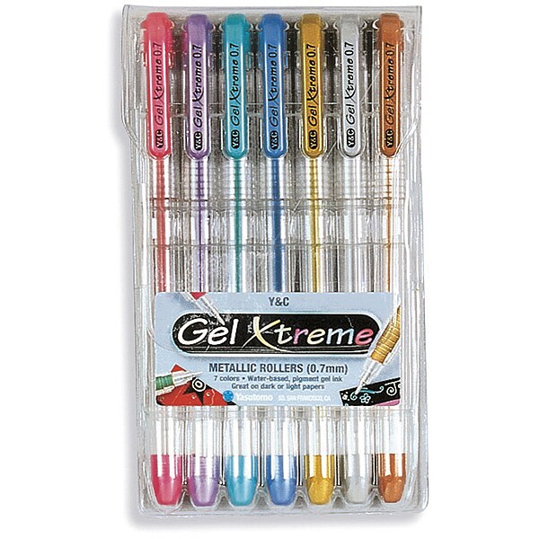 Gel Xtreme Metallic Pens .7mm 7/Pkg-Blue, Green, Gold, Pink, Silver, Purple