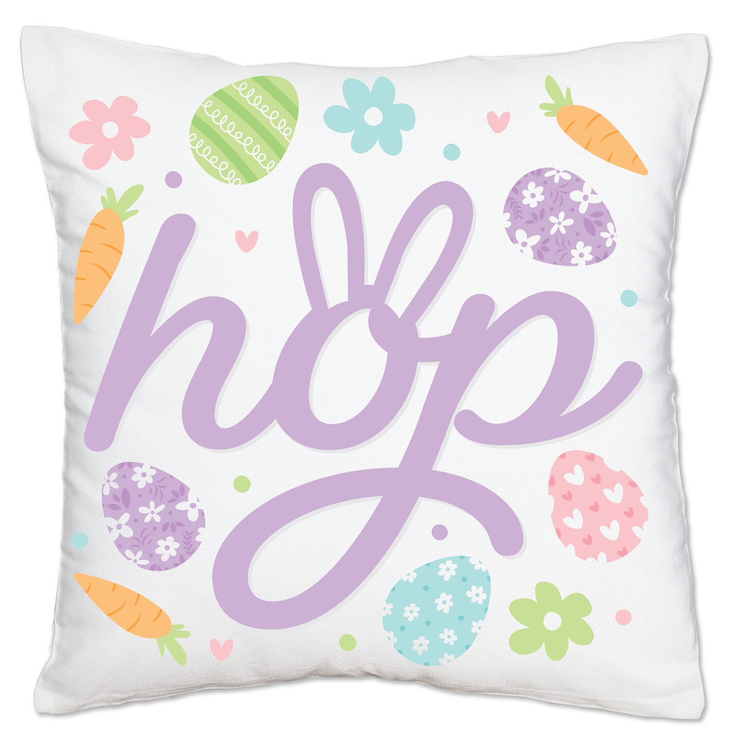 Big Dot of Happiness Spring Easter Bunny - Happy Easter Party Home Decorative Canvas Cushion Case - Throw Pillow Cover - 16 x 16 Inches