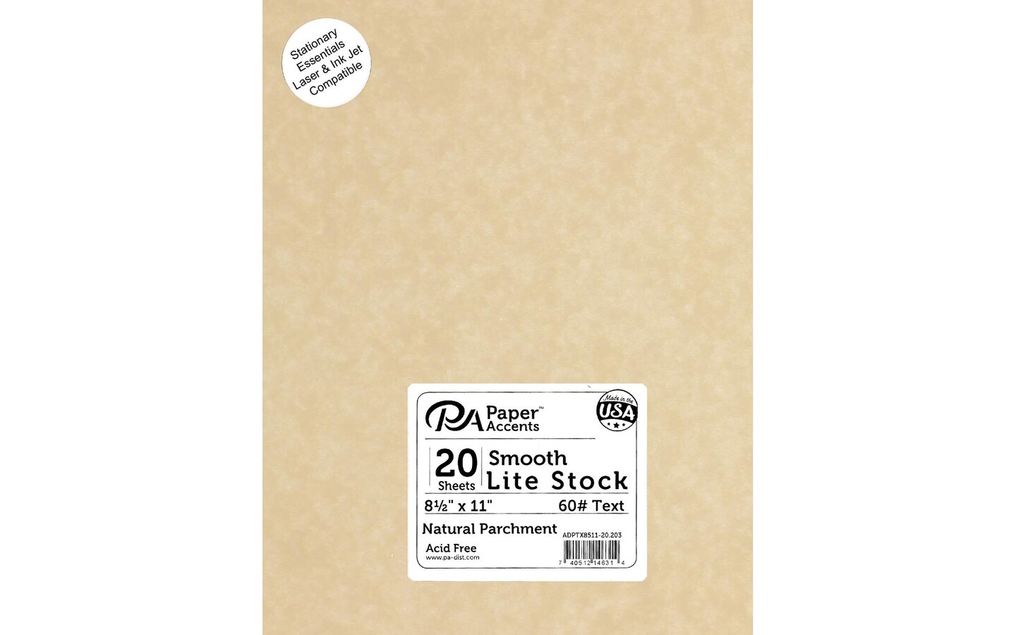 Lite Stock 8.5x11 60lb Text 20pc Parchment Natural Michaels