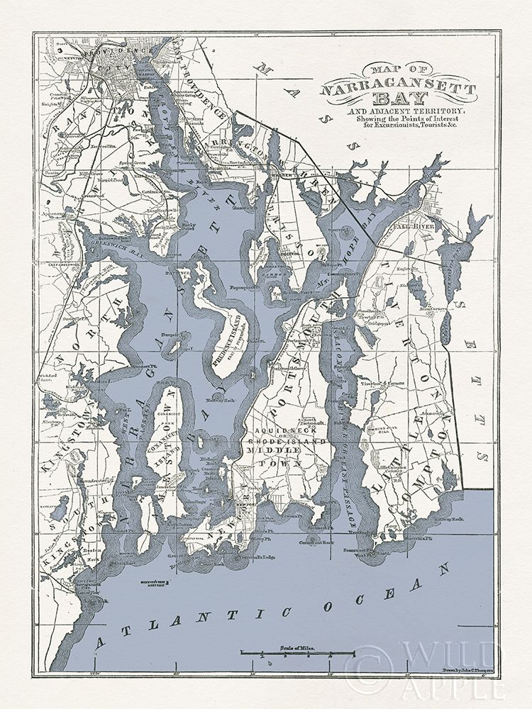 Narragansett Bay Map II Poster Print by Wild Apple Portfolio Wild Apple Portfolio # 60931