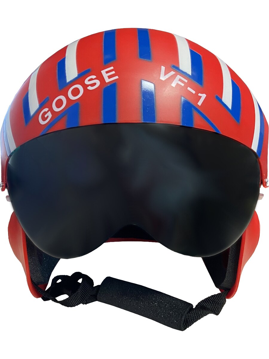 Adult's Deluxe Red Maverick Goose Jet Fighter Pilot Helmet Costume Accessory