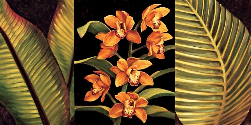 Orange Orchids and Palm Leaves by Rodolfo Jimenez - Item # VARPDXRDI4153