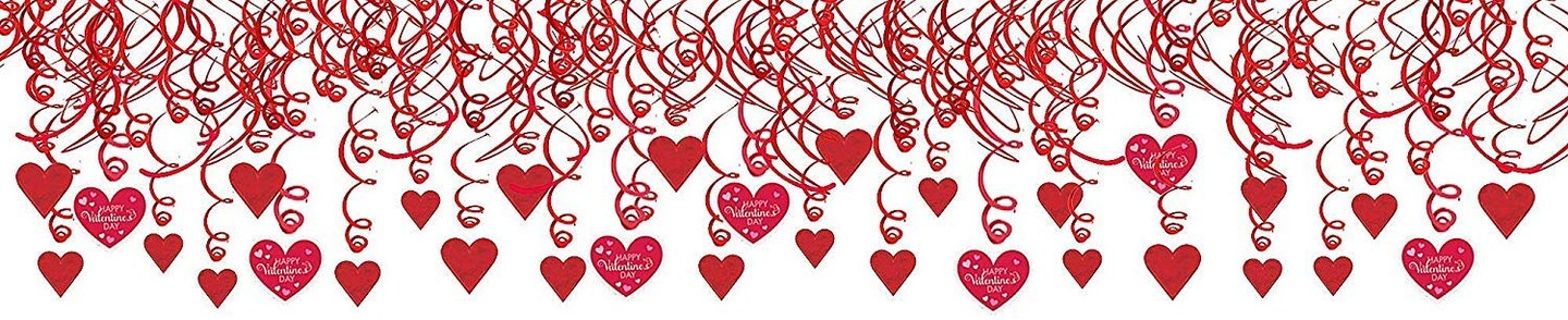 Amscan Valentine Hearts Mega Value Pack Foil Swirl Decorations Assorted Red