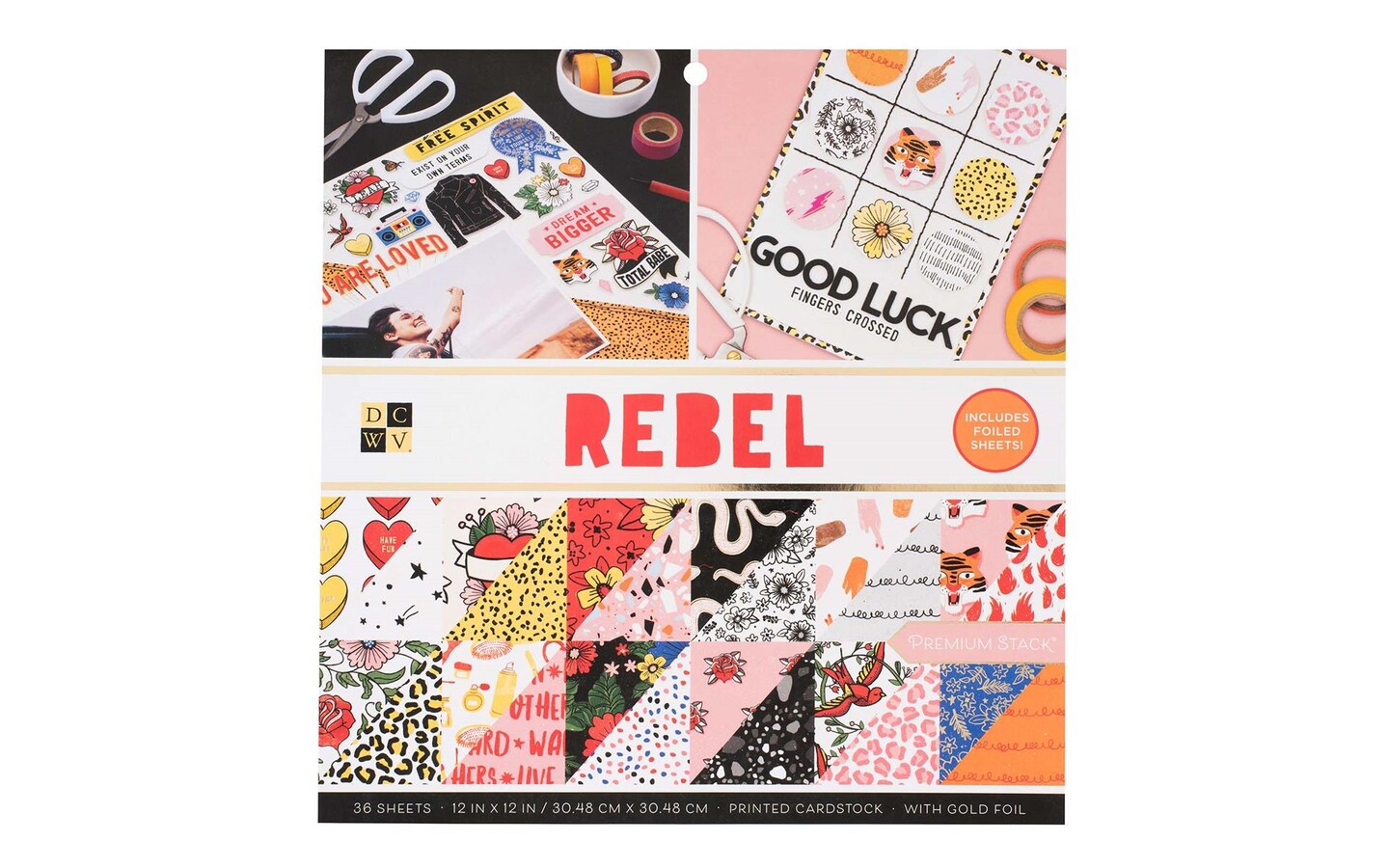 DieCuts Paper Stack 12x12 Rebel Foil Gold Michaels