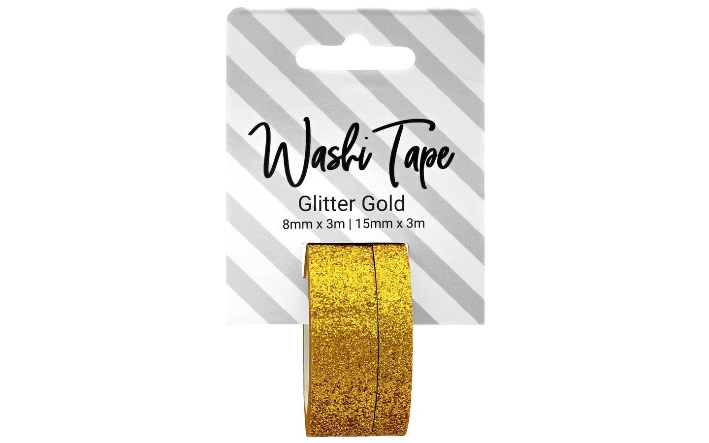 Washi Tape 8 &#x26; 15mm x 3m Glitter Gold