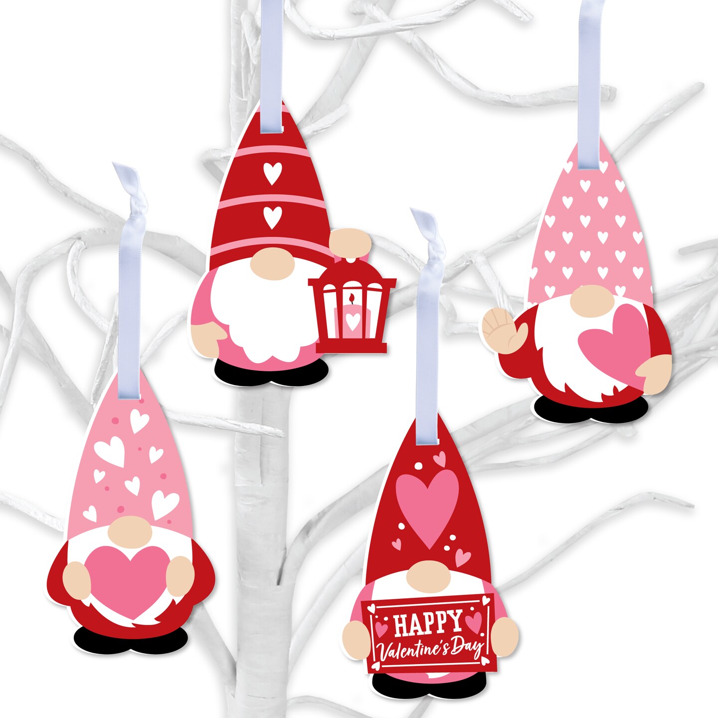 Big Dot of Happiness Valentine Gnomes - Valentine's Day Decorations - Tree Ornaments - Set of 12