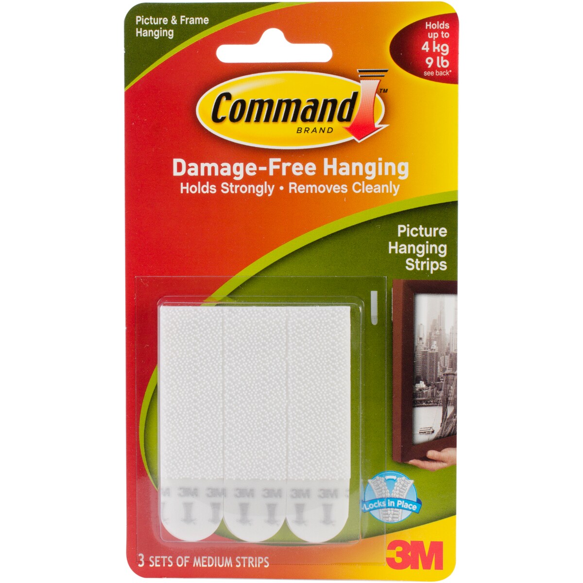 Command Medium Picture Hanging Strips-White 3 Sets/Pkg