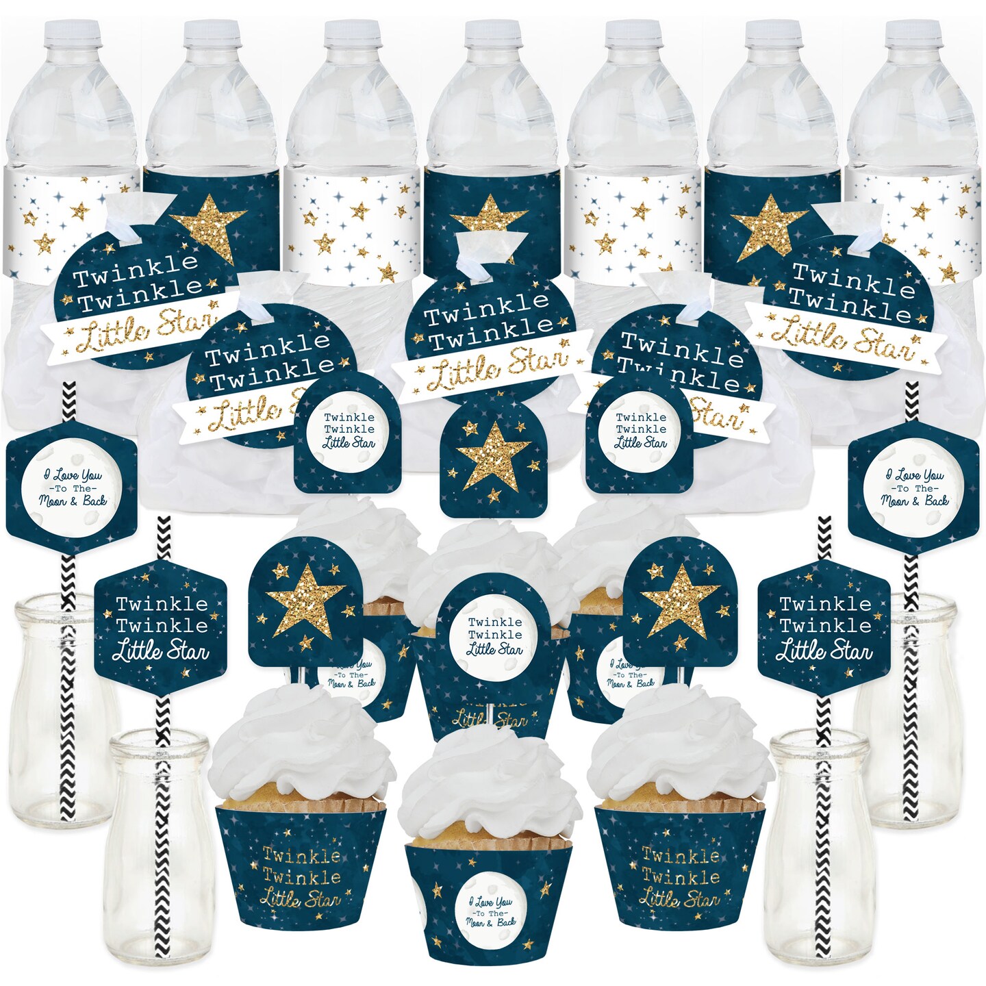 Big Dot of Happiness Twinkle Twinkle Little Star - Baby Shower or Birthday Party Favors and Cupcake Kit - Fabulous Favor Party Pack - 100 Pieces