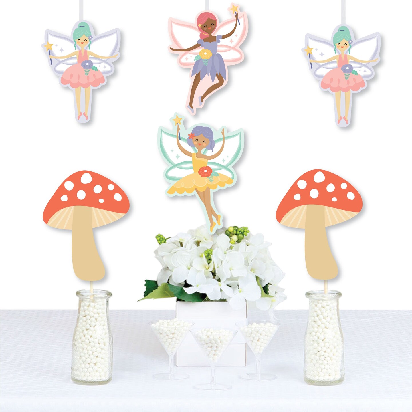 Big Dot of Happiness Let's Be Fairies - Mushroom Decorations DIY Fairy Garden Birthday Party Essentials - Set of 20