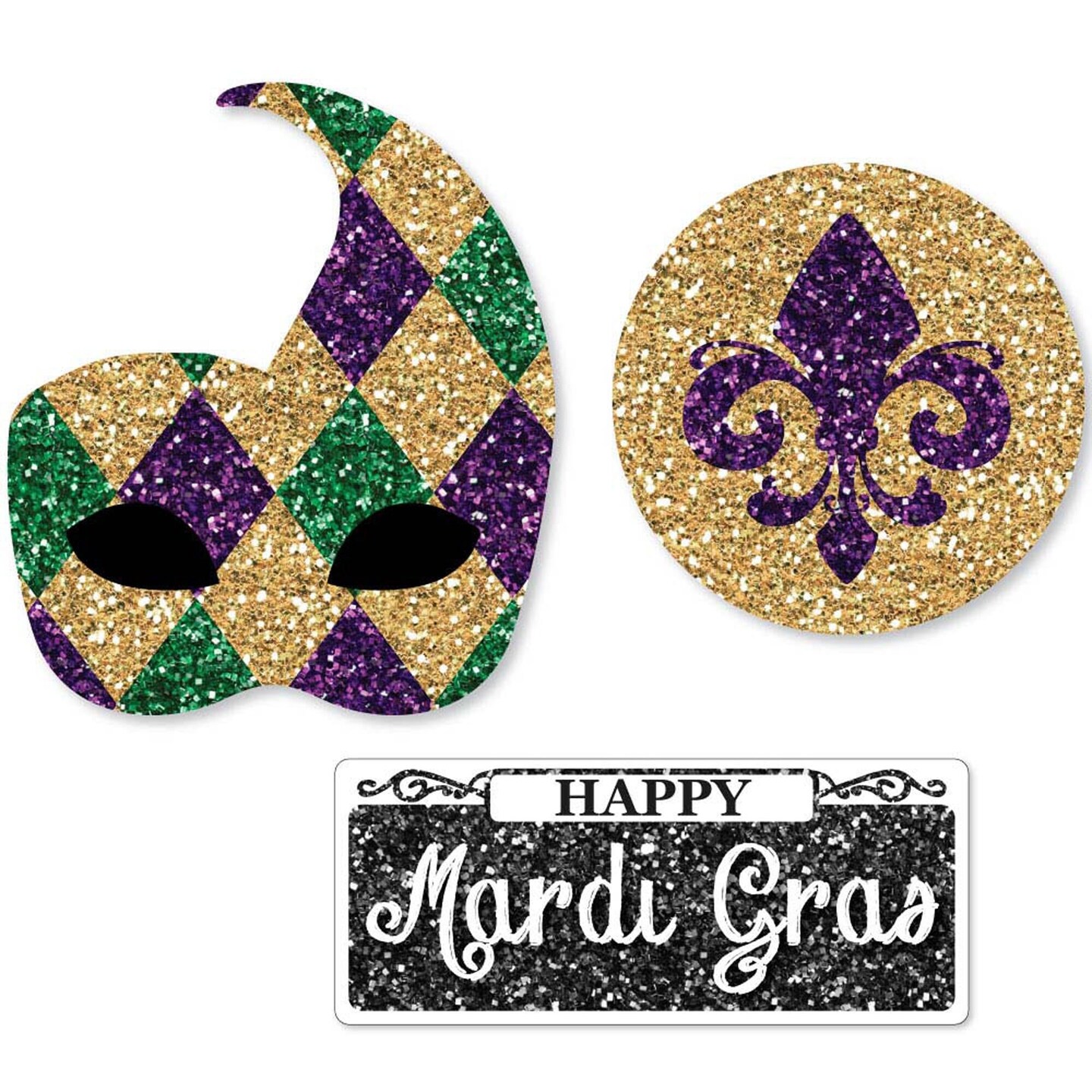 Big Dot of Happiness Mardi Gras - DIY Shaped Masquerade Party Cut-Outs - 24  Count