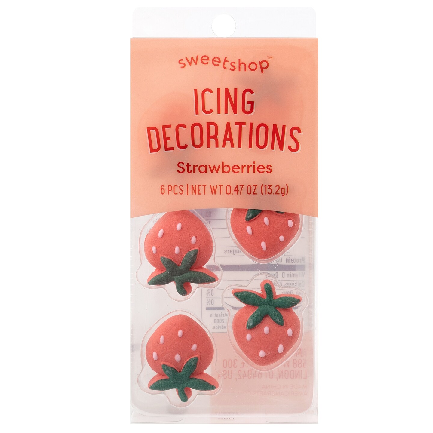 Sweetshop Icing Decorations-Strawberries, 6 Pieces