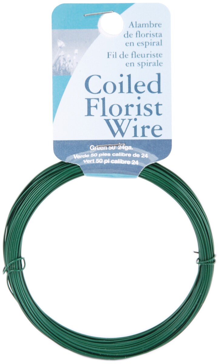 Panacea Coiled Floral Wire 24 Gauge 50'-Green