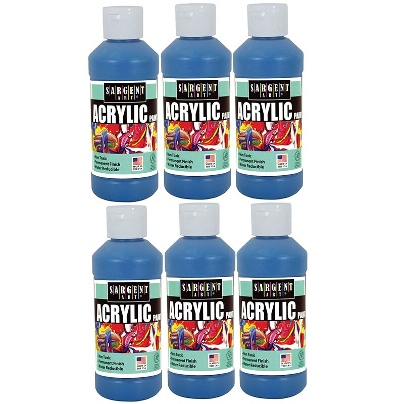 Acrylic Paint, 8 Oz., Turquoise, Pack Of 6