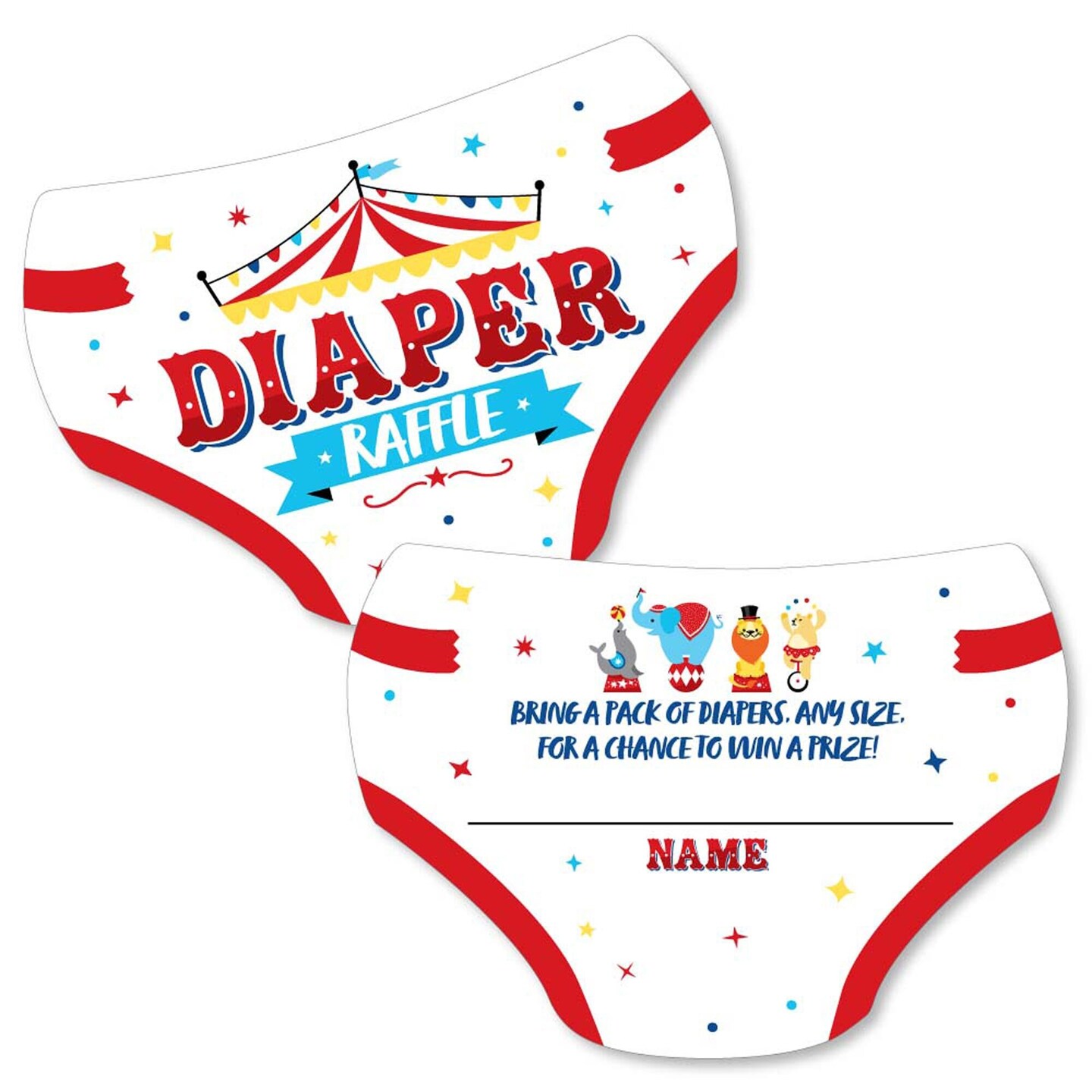 Big Dot Of Happiness Carnival Step Right Up Circus Diaper Shaped