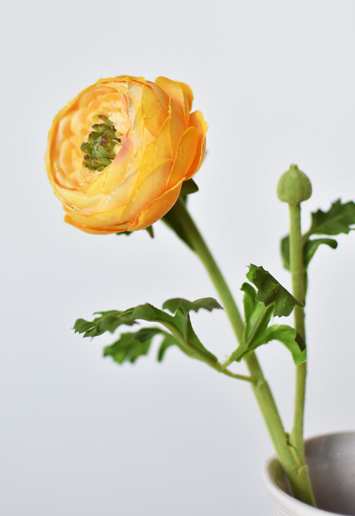 13&#x22; Faux Yellow Gold Ranunculus Stem
