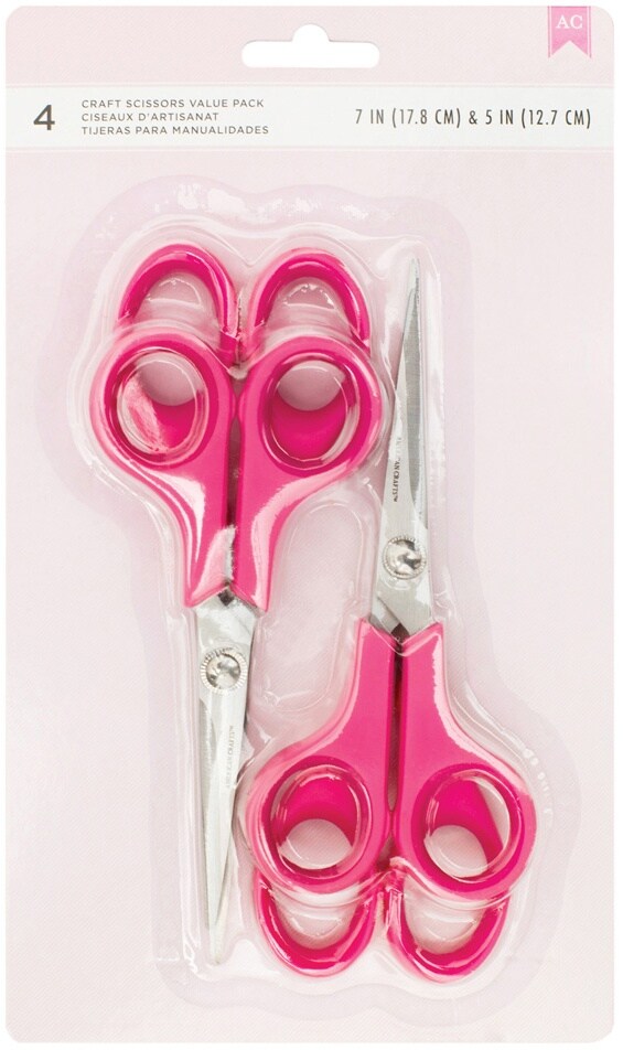 American Crafts Cutup Scissors Value Pack 4/Pkg-(2) 5" & (2) 7"