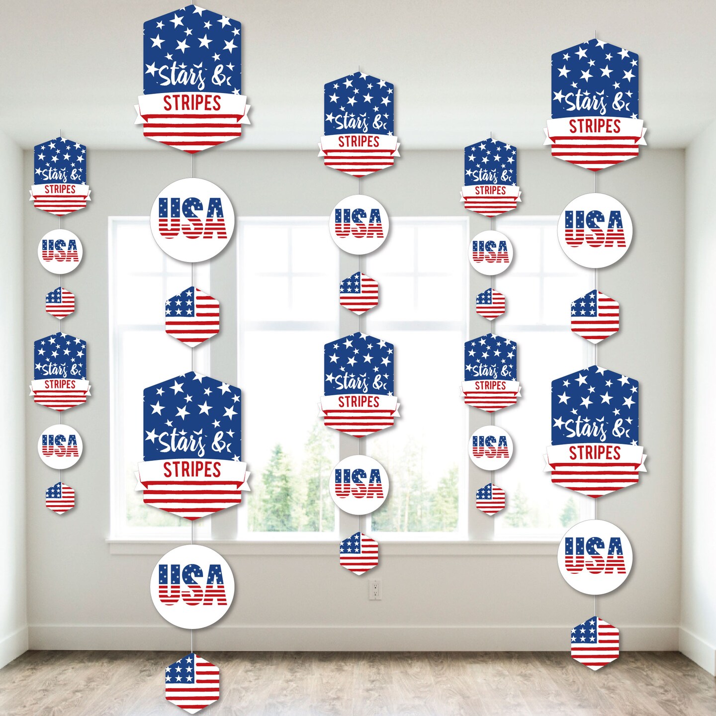 Big Dot of Happiness Stars &#x26; Stripes - Patriotic Party DIY Dangler Backdrop - Hanging Vertical Decorations - 30 Pieces